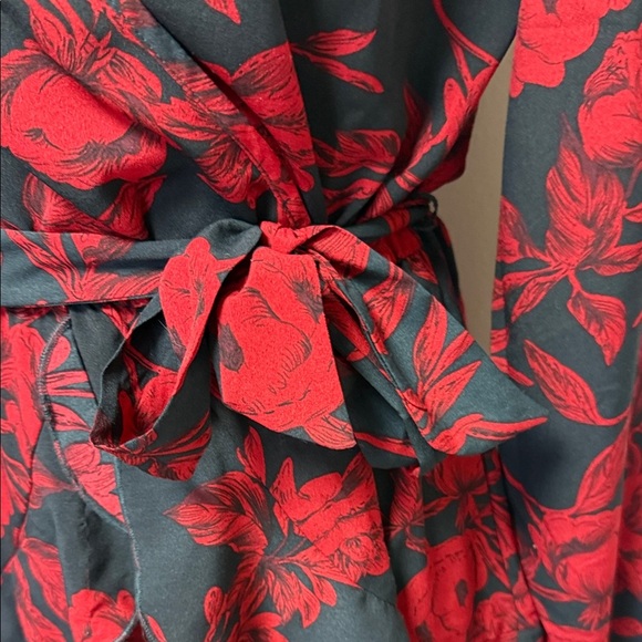 Elegant Black and Red Floral Long Sleeve Dress - Picture 5 of 8